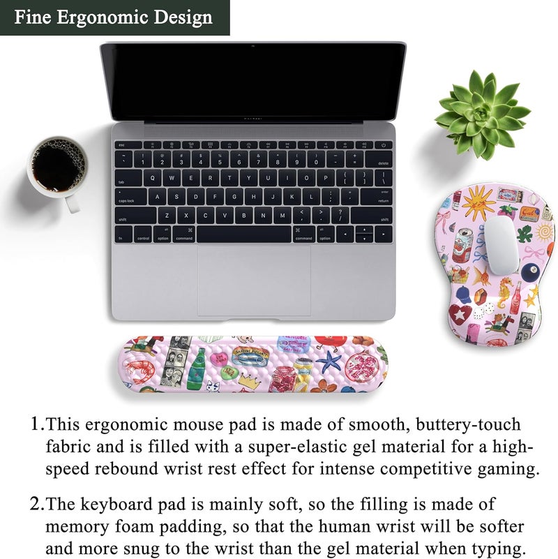 Mechanical Cattle Cute Mousepad with Wrist Rest for Computer Keyboard Mouse Pad Ergonomic Pink Kawaii Mousepad, Best Desk Decor Office Girls Pink Desk 2-in-1 Wrist Support Mouse Pad, Soft Gel Material Anti Slip Bottom - Image 4
